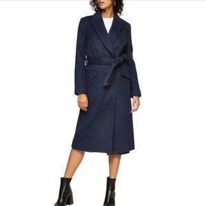 Topshop PETITE Manhattan Belted Coat in Blue 6P
